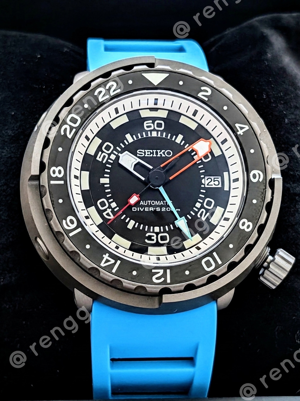 47mm Titanium GMT Tuna Canned Seiko Men's Diver Mod Watch 200m Sapphire 24jewels
